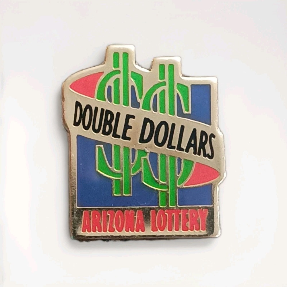 Vintage Double Dollars Arizona Lottery Hat Lapel Pin Tie Tac Pinback